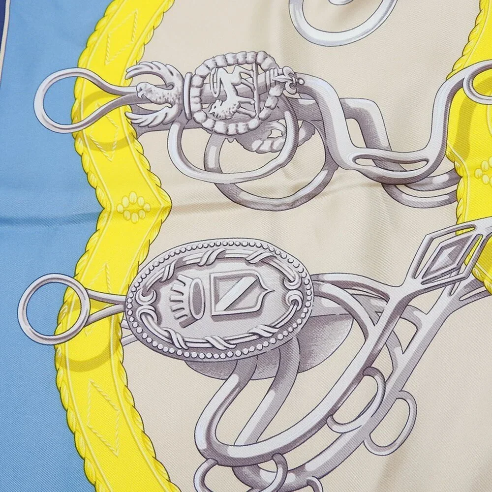 HERMES Authentic Blue Silk Scarf - Picture 6 of 11